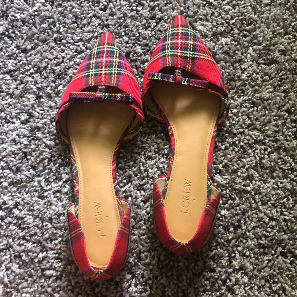 Red Plaid J Crew flats size 10